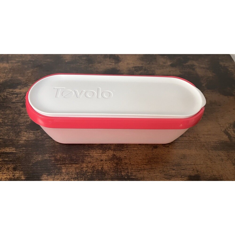 Tovolo Glide-A-Scoop Ice Cream Tub Reusable Strawberry Sorbet 11” x 4”